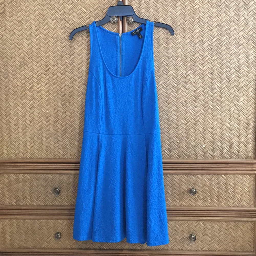 Electric blue fit and flare dress